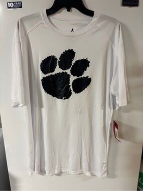 BSN Sports White Men’s Short-Sleeve Tee with Black Paw Print